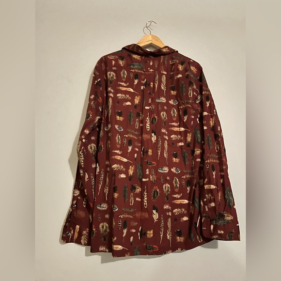 Todd Snyder Liberty Camp Collar Long Sleeve Shirt in Feather Print - Picture 7 of 9